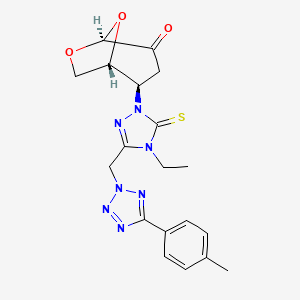 (1R,2R,5S)-2-(4-ethyl-3-{[5-(4-methylphenyl)-2H-tetrazol-2-yl]methyl}-5-thioxo-4,5-dihydro-1H-1,2,4-triazol-1-yl)-6,8-dioxabicyclo[3.2.1]octan-4-one (non-preferred name)