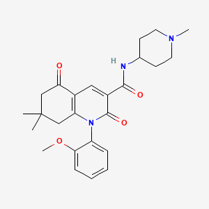 molecular formula C25H31N3O4 B11067364 1-(2-methoxyphenyl)-7,7-dimethyl-N-(1-methylpiperidin-4-yl)-2,5-dioxo-1,2,5,6,7,8-hexahydroquinoline-3-carboxamide 