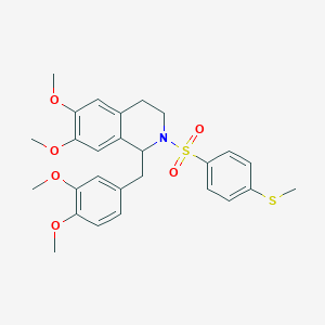 molecular formula C27H31NO6S2 B11067366 1-(3,4-Dimethoxybenzyl)-6,7-dimethoxy-2-{[4-(methylsulfanyl)phenyl]sulfonyl}-1,2,3,4-tetrahydroisoquinoline 