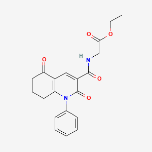 molecular formula C20H20N2O5 B11067386 Ethyl 2-[(2,5-dioxo-1-phenyl-1,2,5,6,7,8-hexahydroquinolin-3-YL)formamido]acetate 