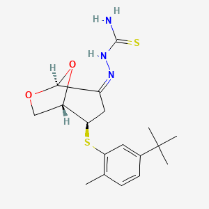 (2Z)-2-{(1S,2R,5S)-2-[(5-tert-butyl-2-methylphenyl)sulfanyl]-6,8-dioxabicyclo[3.2.1]oct-4-ylidene}hydrazinecarbothioamide (non-preferred name)