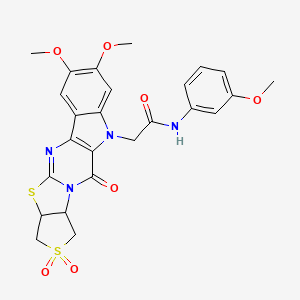 2-(15,16-dimethoxy-2,6,6-trioxo-6λ6,9-dithia-3,11,19-triazapentacyclo[10.7.0.03,10.04,8.013,18]nonadeca-1(12),10,13,15,17-pentaen-19-yl)-N-(3-methoxyphenyl)acetamide