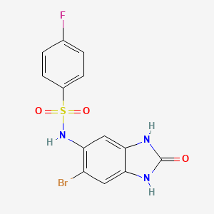 molecular formula C13H9BrFN3O3S B11067406 N-(6-bromo-2-oxo-2,3-dihydro-1H-benzimidazol-5-yl)-4-fluorobenzenesulfonamide 