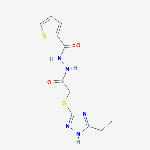 N'-{2-[(5-ethyl-4H-1,2,4-triazol-3-yl)sulfanyl]acetyl}thiophene-2-carbohydrazide