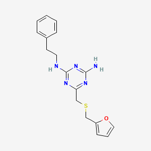 6-{[(furan-2-ylmethyl)sulfanyl]methyl}-N-(2-phenylethyl)-1,3,5-triazine-2,4-diamine