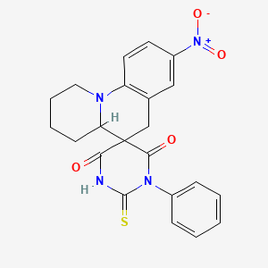 8-nitro-1'-phenyl-2'-thioxo-2,3,4,4a-tetrahydro-1H,2'H,6H-spiro[pyrido[1,2-a]quinoline-5,5'-pyrimidine]-4',6'(1'H,3'H)-dione