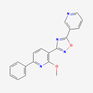 molecular formula C19H14N4O2 B11067623 2-Methoxy-6-phenyl-3-[5-(pyridin-3-yl)-1,2,4-oxadiazol-3-yl]pyridine 