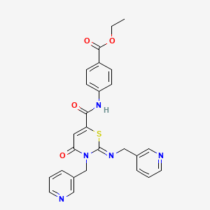 molecular formula C26H23N5O4S B11067625 ethyl 4-[({(2Z)-4-oxo-3-(pyridin-3-ylmethyl)-2-[(pyridin-3-ylmethyl)imino]-3,4-dihydro-2H-1,3-thiazin-6-yl}carbonyl)amino]benzoate 