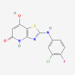 2-[(3-Chloro-4-fluorophenyl)amino][1,3]thiazolo[4,5-b]pyridine-5,7-diol