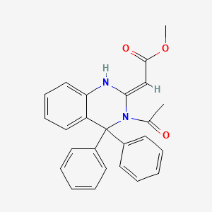 molecular formula C25H22N2O3 B11067643 methyl (2E)-(3-acetyl-4,4-diphenyl-3,4-dihydroquinazolin-2(1H)-ylidene)ethanoate 