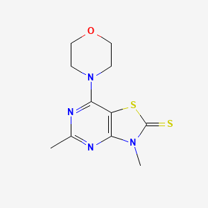 molecular formula C11H14N4OS2 B11067646 3,5-dimethyl-7-(morpholin-4-yl)[1,3]thiazolo[4,5-d]pyrimidine-2(3H)-thione 