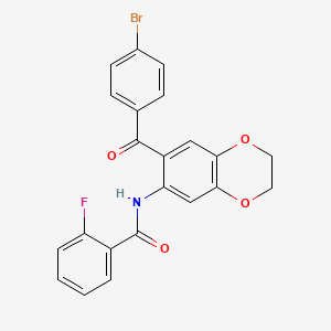 N-{7-[(4-bromophenyl)carbonyl]-2,3-dihydro-1,4-benzodioxin-6-yl}-2-fluorobenzamide