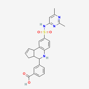 molecular formula C25H24N4O4S B11067649 3-{8-[(2,6-dimethylpyrimidin-4-yl)sulfamoyl]-3a,4,5,9b-tetrahydro-3H-cyclopenta[c]quinolin-4-yl}benzoic acid 