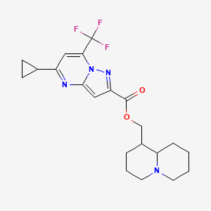 molecular formula C21H25F3N4O2 B11067651 octahydro-2H-quinolizin-1-ylmethyl 5-cyclopropyl-7-(trifluoromethyl)pyrazolo[1,5-a]pyrimidine-2-carboxylate 