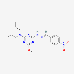 molecular formula C17H23N7O3 B11067712 4-methoxy-6-[(2E)-2-(4-nitrobenzylidene)hydrazinyl]-N,N-dipropyl-1,3,5-triazin-2-amine 