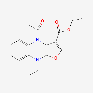 molecular formula C18H22N2O4 B11067785 Ethyl 4-acetyl-9-ethyl-2-methyl-3a,4,9,9a-tetrahydrofuro[2,3-b]quinoxaline-3-carboxylate 