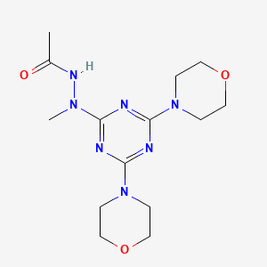 molecular formula C14H23N7O3 B11067839 N'-[4,6-di(morpholin-4-yl)-1,3,5-triazin-2-yl]-N'-methylacetohydrazide 