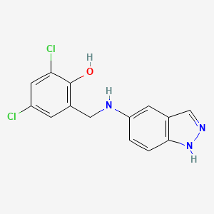 molecular formula C14H11Cl2N3O B11067868 2,4-dichloro-6-[(1H-indazol-5-ylamino)methyl]phenol 