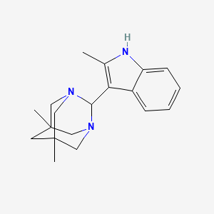 molecular formula C19H25N3 B11067882 5,7-dimethyl-2-(2-methyl-1H-indol-3-yl)-1,3-diazatricyclo[3.3.1.1~3,7~]decane 