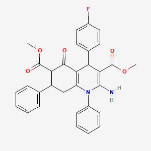 molecular formula C31H27FN2O5 B11067886 Dimethyl 2-amino-4-(4-fluorophenyl)-5-oxo-1,7-diphenyl-1,4,5,6,7,8-hexahydroquinoline-3,6-dicarboxylate 