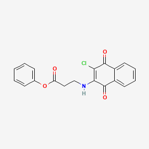 molecular formula C19H14ClNO4 B11067892 phenyl N-(3-chloro-1,4-dioxo-1,4-dihydronaphthalen-2-yl)-beta-alaninate 