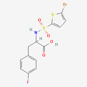 molecular formula C13H11BrFNO4S2 B11067915 Benzenepropanoic acid, alpha-[[(5-bromo-2-thienyl)sulfonyl]amino]-4-fluoro- 