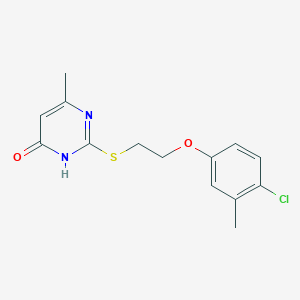 molecular formula C14H15ClN2O2S B11067929 2-{[2-(4-chloro-3-methylphenoxy)ethyl]sulfanyl}-6-methylpyrimidin-4(3H)-one 