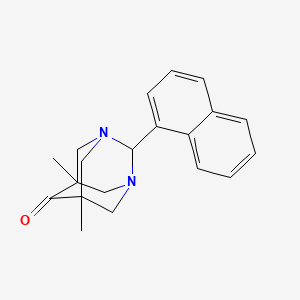 molecular formula C20H22N2O B11067937 1,3-Diazatricyclo[3.3.1.1(3,7)]decan-6-one, 5,7-dimethyl-2-(1-naphthalenyl)- 