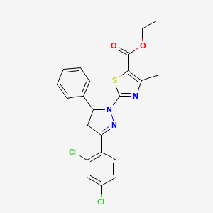 ethyl 2-[3-(2,4-dichlorophenyl)-5-phenyl-4,5-dihydro-1H-pyrazol-1-yl]-4-methyl-1,3-thiazole-5-carboxylate