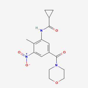 molecular formula C16H19N3O5 B11067975 N-[2-methyl-5-(morpholine-4-carbonyl)-3-nitrophenyl]cyclopropanecarboxamide 