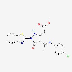 methyl 2-[(4E)-1-(1,3-benzothiazol-2-yl)-4-[1-(4-chloroanilino)ethylidene]-5-oxopyrazol-3-yl]acetate