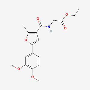 molecular formula C18H21NO6 B11068139 [[5-(3,4-Dimethoxyphenyl)-2-methylfuran-3-carbonyl]amino]acetic acid, ethyl ester 