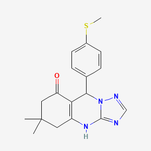 molecular formula C18H20N4OS B11068144 6,6-dimethyl-9-[4-(methylsulfanyl)phenyl]-5,6,7,9-tetrahydro[1,2,4]triazolo[5,1-b]quinazolin-8(4H)-one 