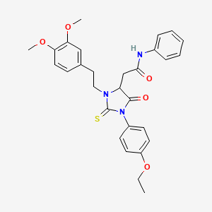 2-{3-[2-(3,4-dimethoxyphenyl)ethyl]-1-(4-ethoxyphenyl)-5-oxo-2-thioxoimidazolidin-4-yl}-N-phenylacetamide