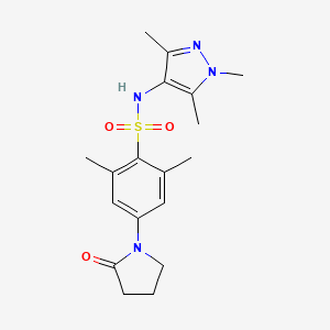 molecular formula C18H24N4O3S B11068224 2,6-dimethyl-4-(2-oxopyrrolidin-1-yl)-N-(1,3,5-trimethyl-1H-pyrazol-4-yl)benzenesulfonamide CAS No. 955966-54-8