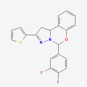 molecular formula C20H14F2N2OS B11068248 5-(3,4-Difluorophenyl)-2-(thiophen-2-yl)-1,10b-dihydropyrazolo[1,5-c][1,3]benzoxazine 