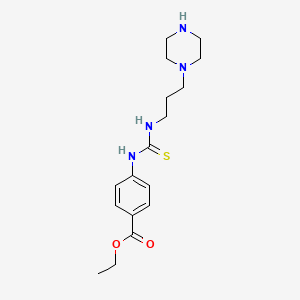 molecular formula C17H26N4O2S B11068256 Ethyl 4-({[3-(piperazin-1-yl)propyl]carbamothioyl}amino)benzoate 