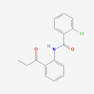 molecular formula C16H14ClNO2 B11068290 2-chloro-N-(2-propanoylphenyl)benzamide 