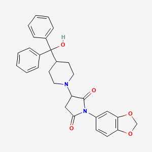 1-(1,3-Benzodioxol-5-yl)-3-{4-[hydroxy(diphenyl)methyl]piperidin-1-yl}pyrrolidine-2,5-dione