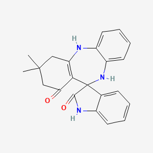 molecular formula C22H21N3O2 B11068336 3,3-dimethyl-3,4,5,10-tetrahydrospiro[dibenzo[b,e][1,4]diazepine-11,3'-indole]-1,2'(1'H,2H)-dione 