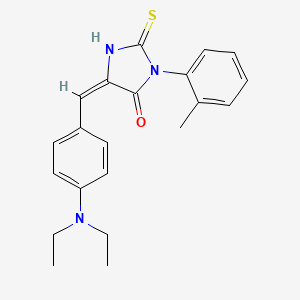 molecular formula C21H23N3OS B11068346 (5E)-5-[4-(diethylamino)benzylidene]-3-(2-methylphenyl)-2-thioxoimidazolidin-4-one 