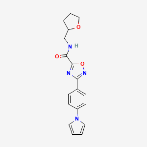 molecular formula C18H18N4O3 B11068349 3-[4-(1H-pyrrol-1-yl)phenyl]-N-(tetrahydrofuran-2-ylmethyl)-1,2,4-oxadiazole-5-carboxamide 