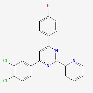 molecular formula C21H12Cl2FN3 B11068360 4-(3,4-Dichlorophenyl)-6-(4-fluorophenyl)-2-(pyridin-2-yl)pyrimidine 