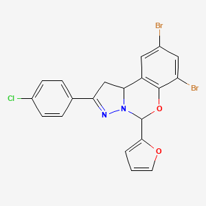 molecular formula C20H13Br2ClN2O2 B11068362 7,9-Dibromo-2-(4-chlorophenyl)-5-(furan-2-yl)-1,10b-dihydropyrazolo[1,5-c][1,3]benzoxazine 