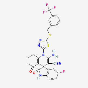 2'-amino-5-fluoro-2,5'-dioxo-1'-(5-{[3-(trifluoromethyl)benzyl]sulfanyl}-1,3,4-thiadiazol-2-yl)-1,2,5',6',7',8'-hexahydro-1'H-spiro[indole-3,4'-quinoline]-3'-carbonitrile