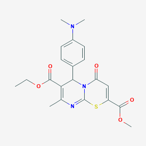 molecular formula C21H23N3O5S B11068401 7-ethyl 2-methyl 6-[4-(dimethylamino)phenyl]-8-methyl-4-oxo-4H,6H-pyrimido[2,1-b][1,3]thiazine-2,7-dicarboxylate 