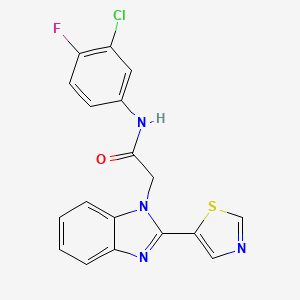 N-(3-chloro-4-fluorophenyl)-2-[2-(1,3-thiazol-5-yl)-1H-benzimidazol-1-yl]acetamide