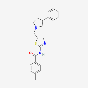 4-methyl-N-{5-[(3-phenylpyrrolidin-1-yl)methyl]-1,3-thiazol-2-yl}benzamide