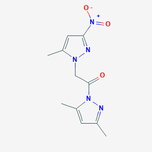 molecular formula C11H13N5O3 B11068505 1-(3,5-dimethyl-1H-pyrazol-1-yl)-2-(5-methyl-3-nitro-1H-pyrazol-1-yl)ethanone 