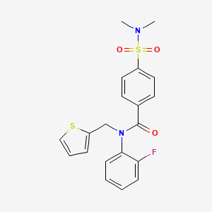 molecular formula C20H19FN2O3S2 B11068572 4-(dimethylsulfamoyl)-N-(2-fluorophenyl)-N-(thiophen-2-ylmethyl)benzamide 